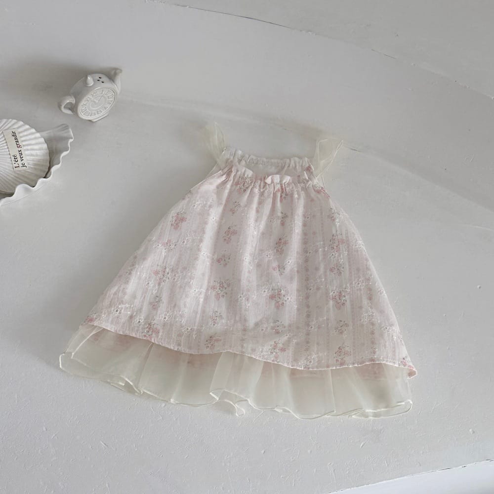 フラワー刺繍 チュール ノースリーブワンピース【mh0013784】 Pink / 73cm mamahalo kids ノースリーブワンピース