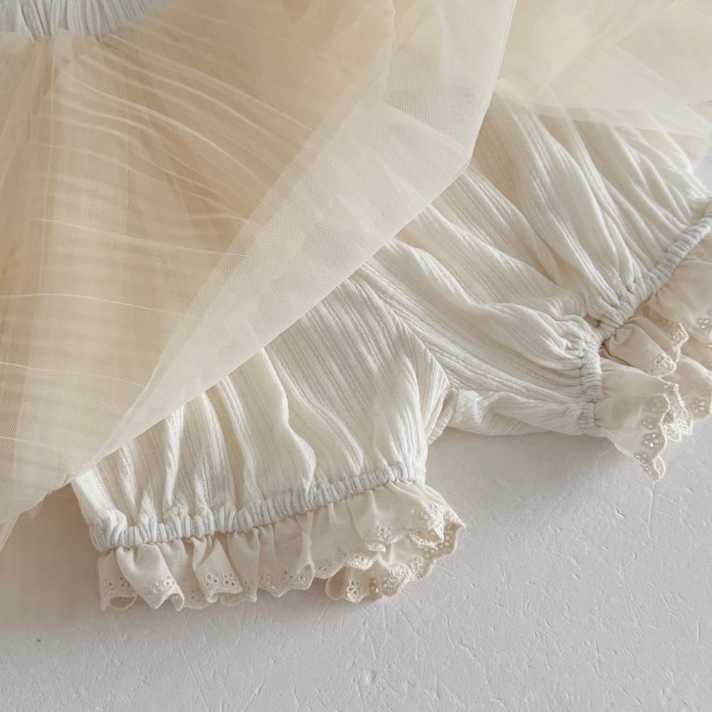 レーストリム キャミソール フリルパンツインスカート セット【mh0013785】 mamahalo kids ノースリーブセットアップ