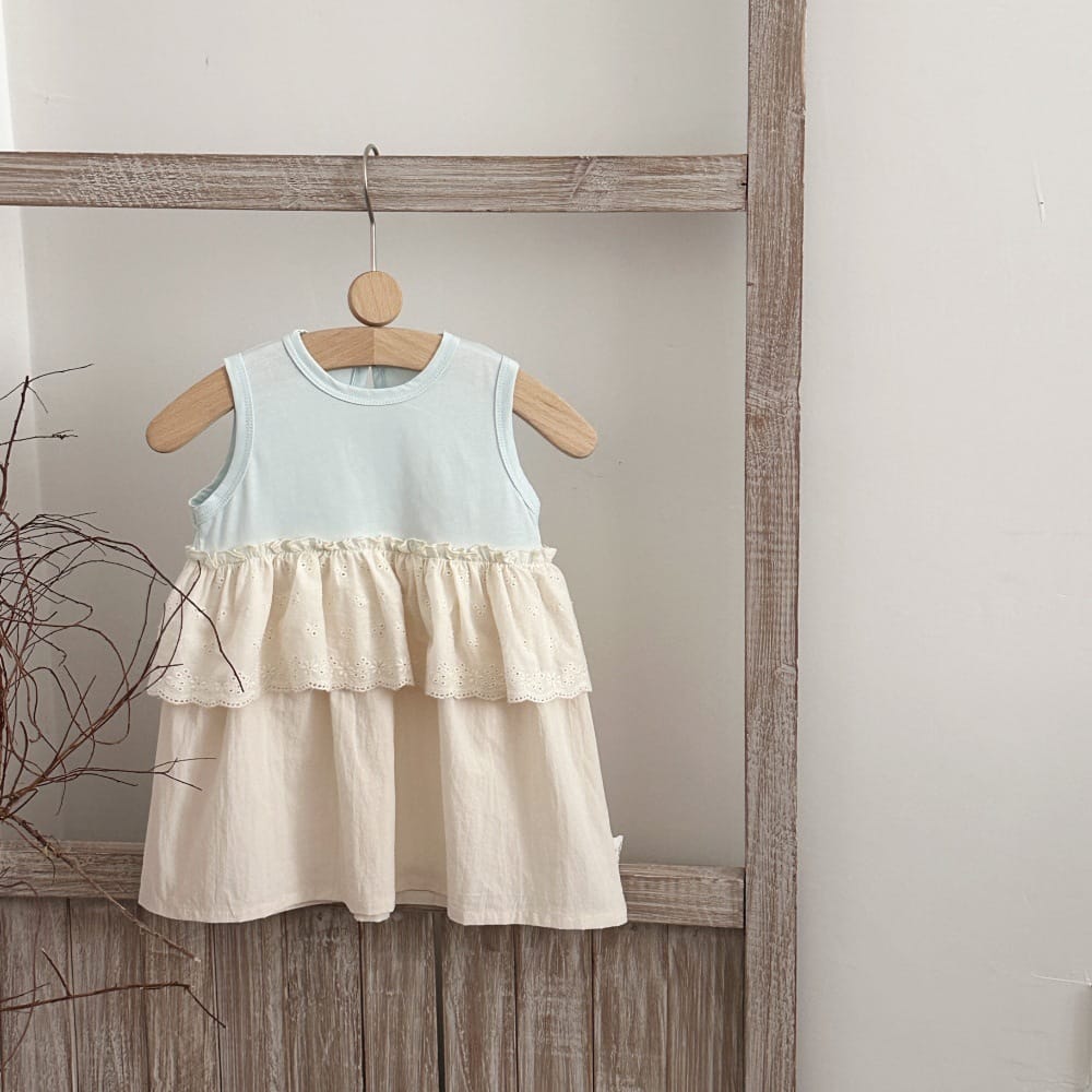 レースフリル コットン ノースリーブワンピース【mh0013788】 mamahalo kids ノースリーブワンピース