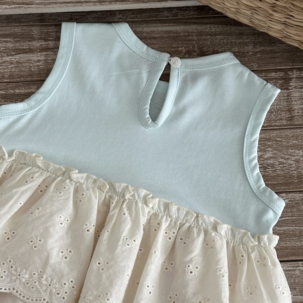 レースフリル コットン ノースリーブワンピース【mh0013788】 mamahalo kids ノースリーブワンピース