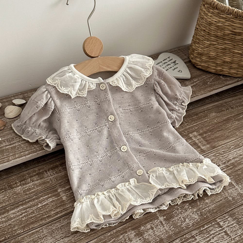 フリル袖 カーディガン ショートパンツ セット【mh0013791】 mamahalo kids 半袖セットアップ