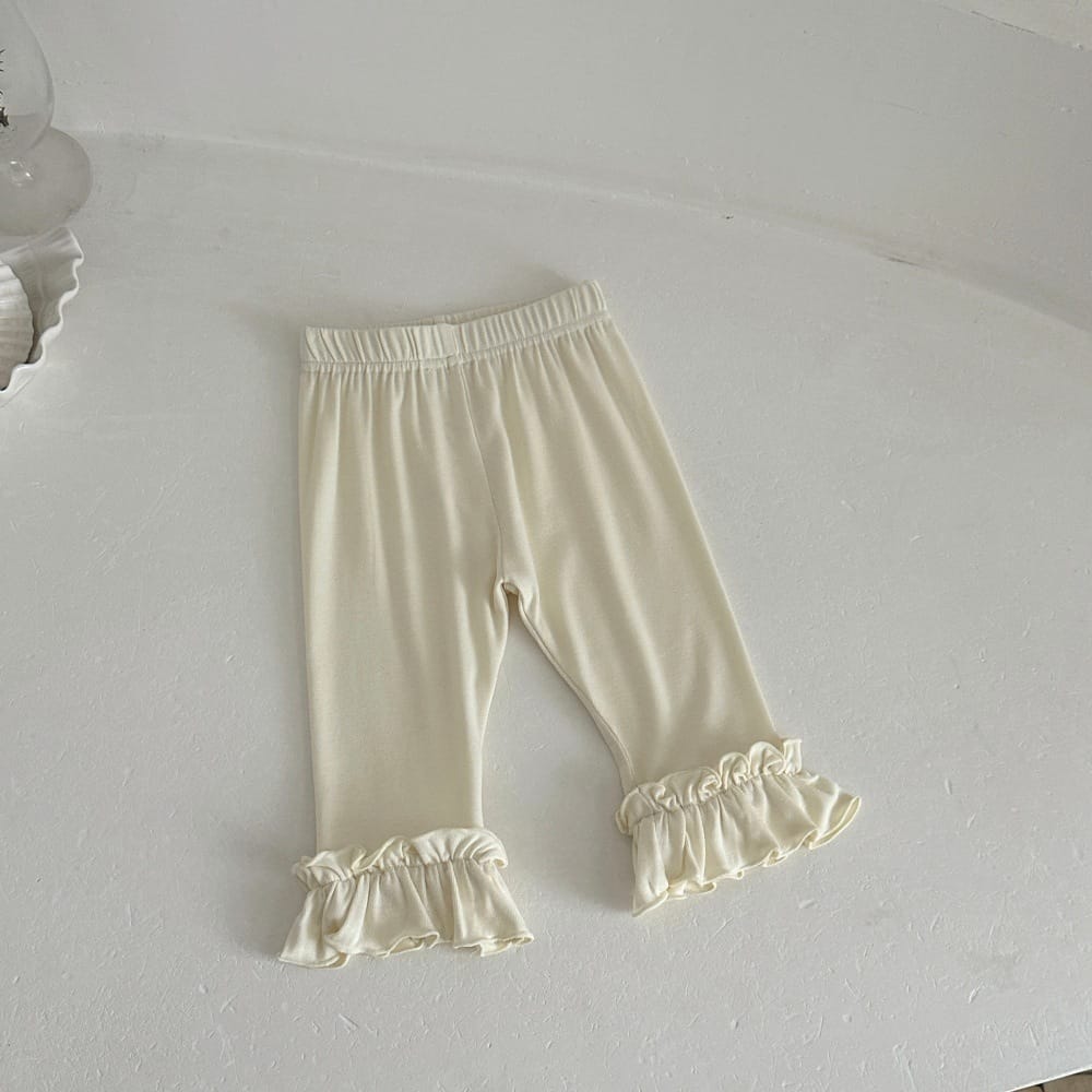リブ 切り替え ダブルフリル フレアパンツ レギンス【mh0013792】 Apricot / 73cm mamahalo kids レギンスパンツ