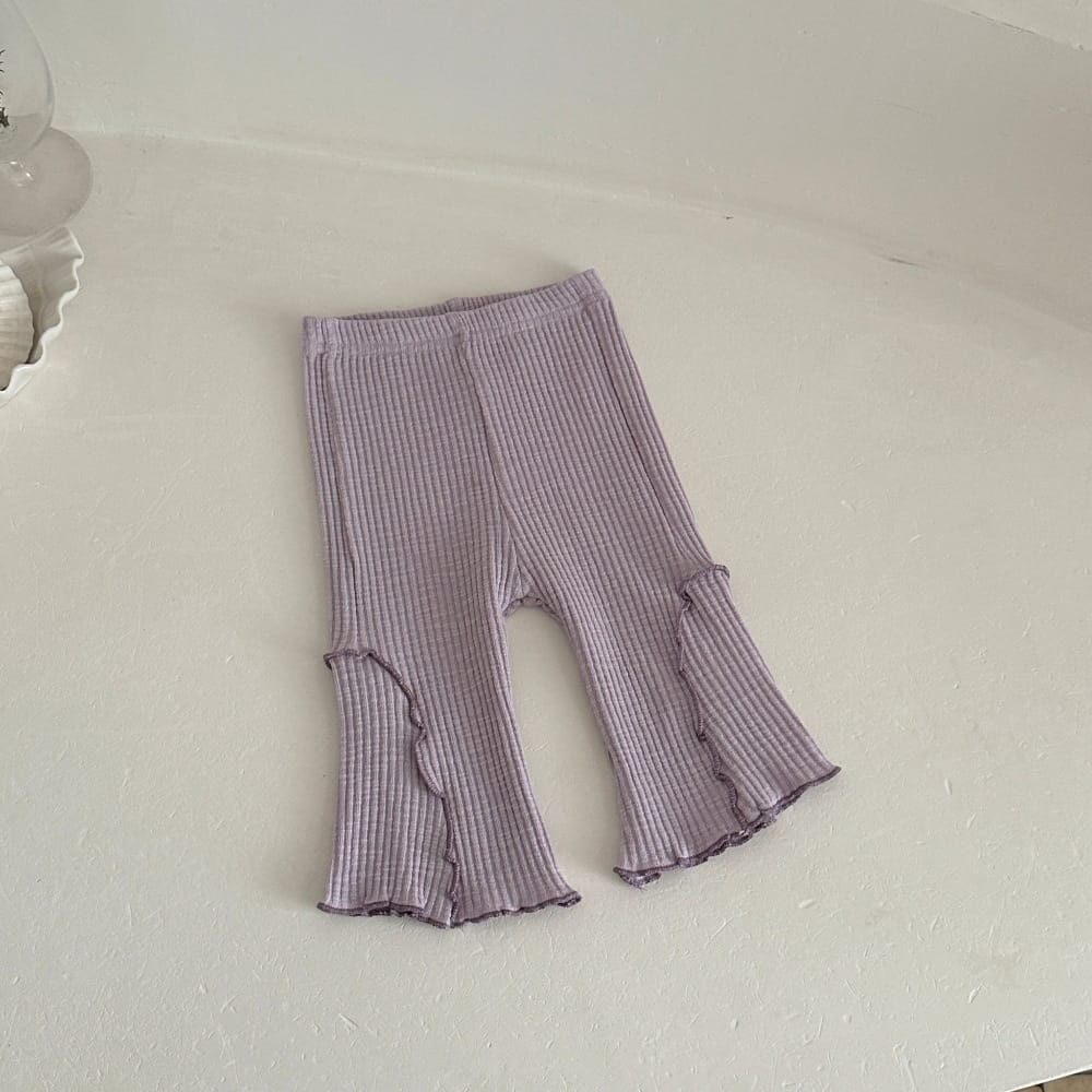 リブ 切り替え ダブルフリル フレアパンツ レギンス【mh0013792】 Purple / 73cm mamahalo kids レギンスパンツ