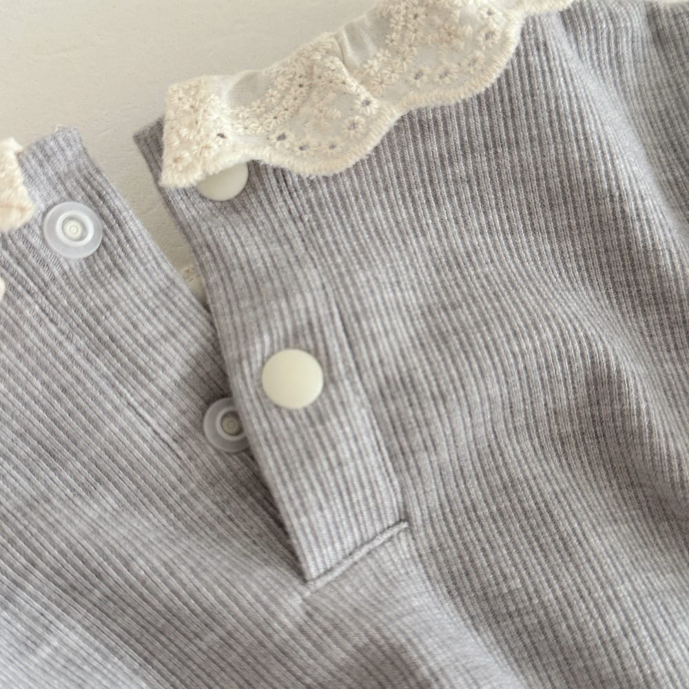 リブ レースカラー リボン バルーンシルエット 半袖トップス ショートパンツ セット【mh0013794】 mamahalo kids 半袖セットアップ