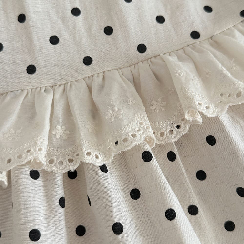 ドット リボン レースカラー ノースリーブ チュニック ショートパンツ セット ワンピース【mh0013795】 mamahalo kids ノースリーブセットアップ