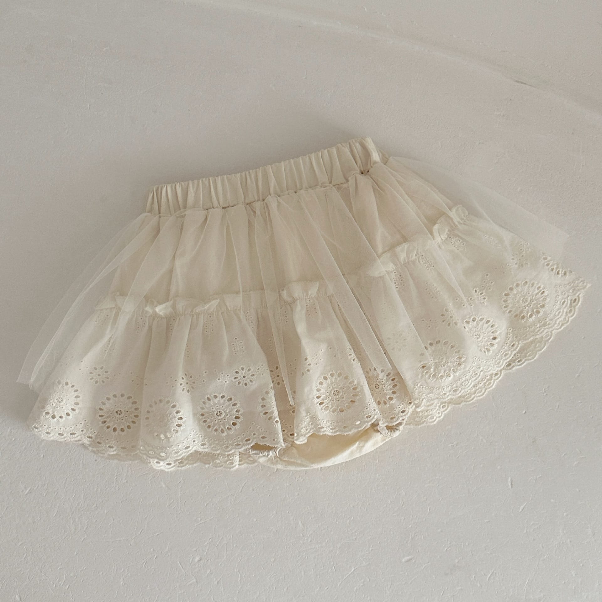 フリルカラー リブタンクトップ チュール スカートパンツ【mh0013801】 Apricot skirt pants / 73cm mamahalo kids ノースリーブセットアップ