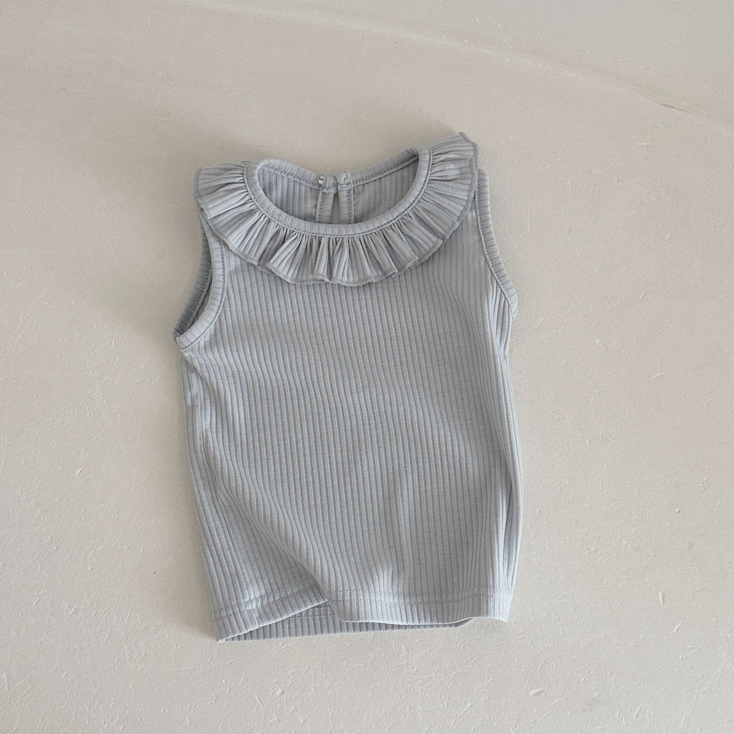 フリルカラー リブタンクトップ チュール スカートパンツ【mh0013801】 Light blue shirt / 73cm mamahalo kids ノースリーブセットアップ