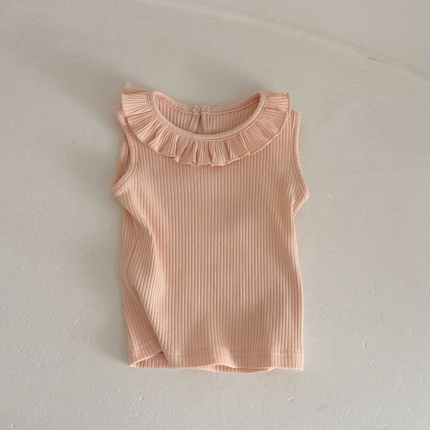 フリルカラー リブタンクトップ チュール スカートパンツ【mh0013801】 Orange shirt / 73cm mamahalo kids ノースリーブセットアップ
