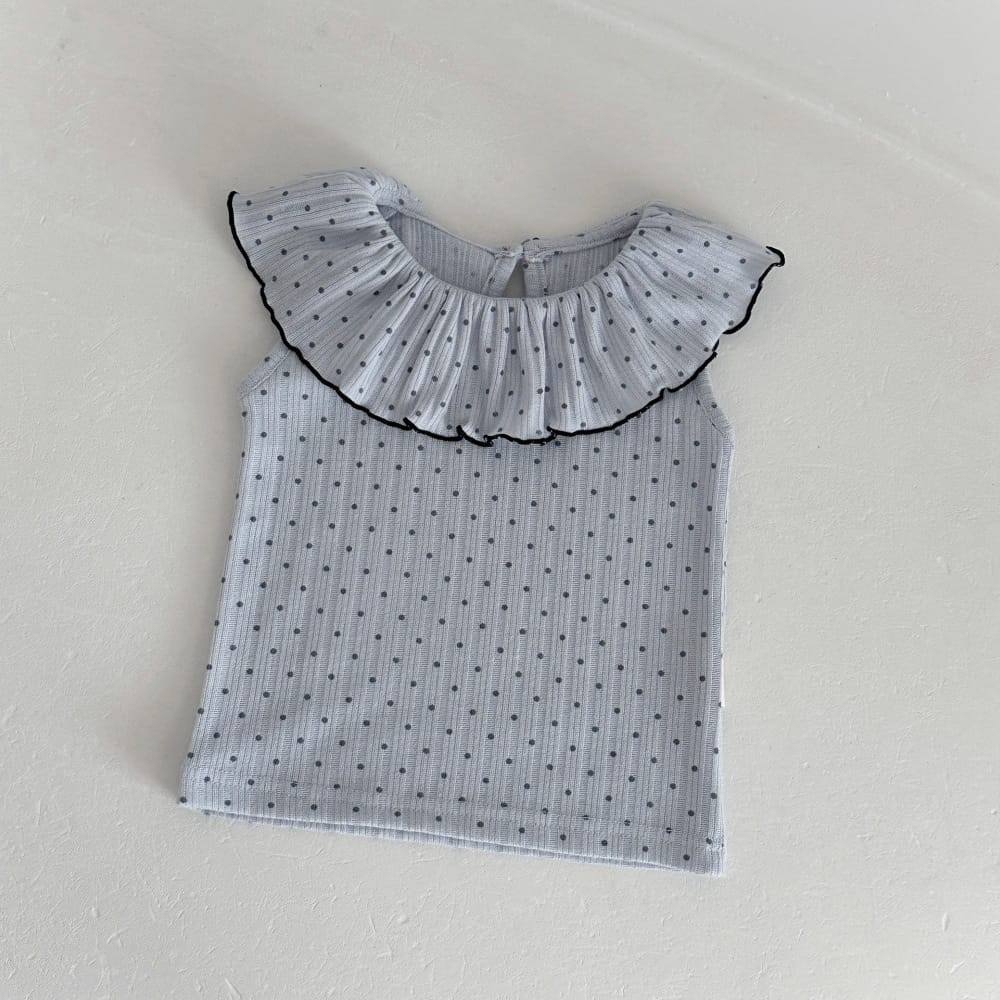 ドット柄 ラッフルカラー ノースリーブ タンクトップ【mh0013805】 mamahalo kids タンクトップ・キャミソール・ノースリーブトップス