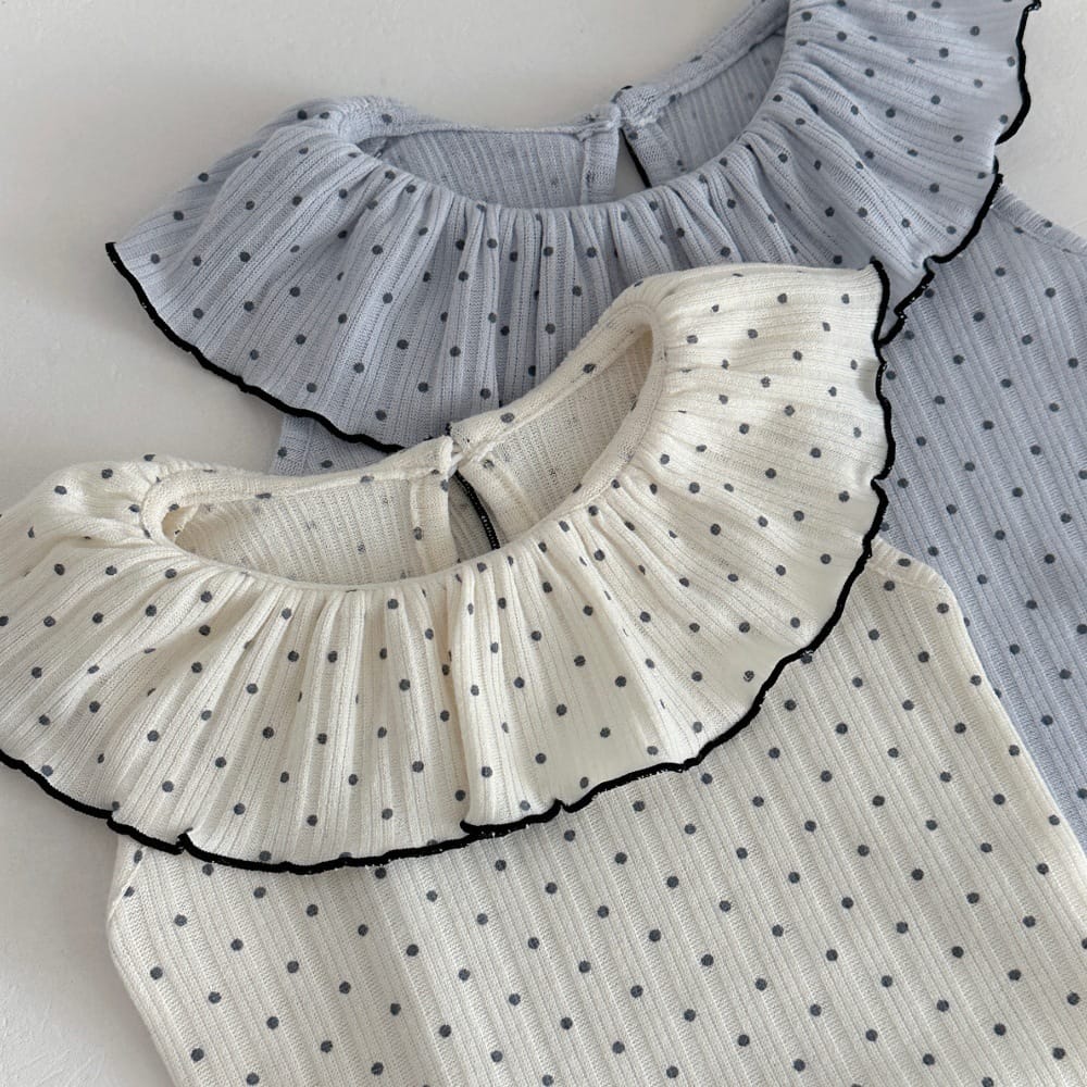 ドット柄 ラッフルカラー ノースリーブ タンクトップ【mh0013805】 mamahalo kids タンクトップ・キャミソール・ノースリーブトップス
