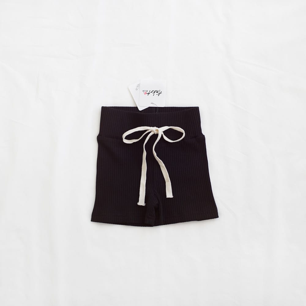 キッズ リブ ボーダー ウエストドロスト ショートパンツ【mh0013813】 Black / 90cm ANKRT ハーフパンツ・ショートパンツ
