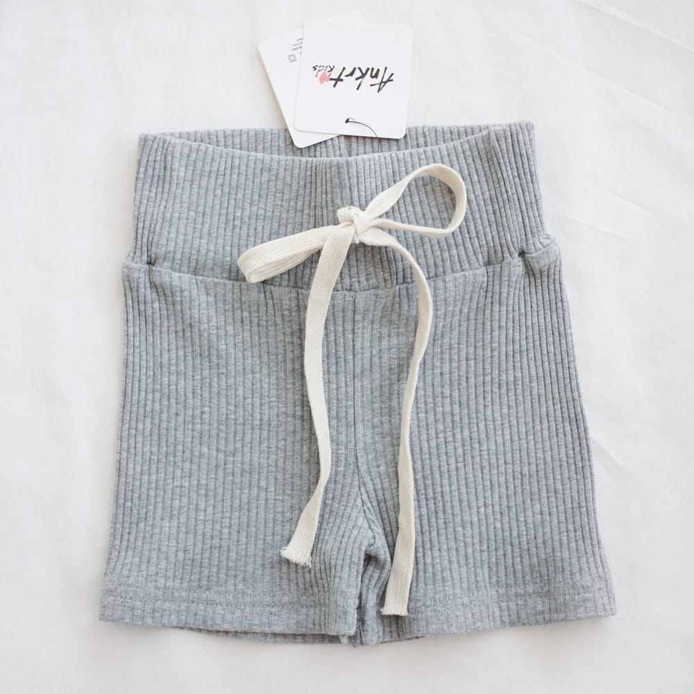 キッズ リブ ボーダー ウエストドロスト ショートパンツ【mh0013813】 Gray / 90cm ANKRT ハーフパンツ・ショートパンツ