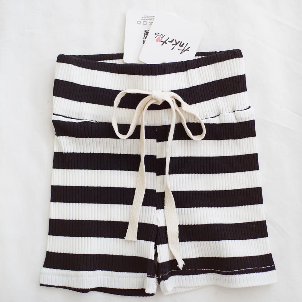キッズ リブ ボーダー ウエストドロスト ショートパンツ【mh0013813】 Stripe / 90cm ANKRT ハーフパンツ・ショートパンツ
