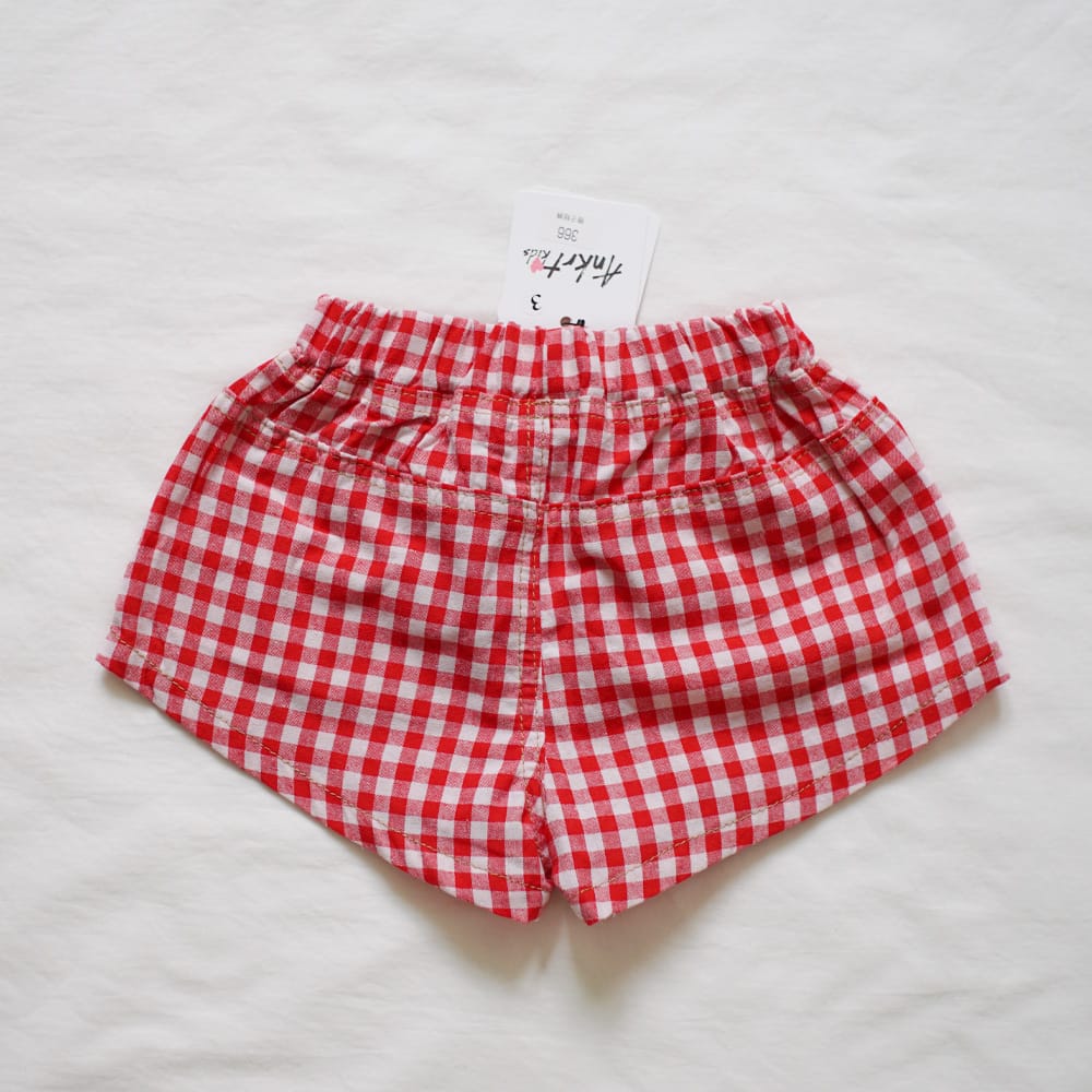 キッズ チェック柄 ショートパンツ【mh0013821】 Red / 90cm ANKRT ハーフパンツ・ショートパンツ