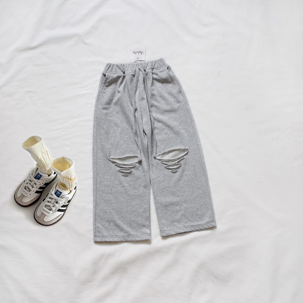 キッズ ダメージ ワイド ウエストコード スウェットパンツ【mh0013822】 Gray / 100cm ANKRT ロングパンツ・スウェットパンツ