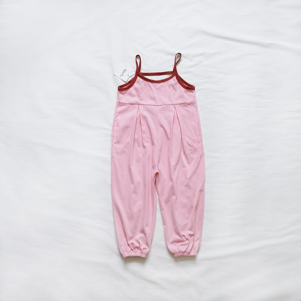 キッズ バイカラー 配色 バックオープン ノースリーブ オールインワン【mh0013828】 Pink / 90cm ANKRT ノースリーブジャンプスーツ