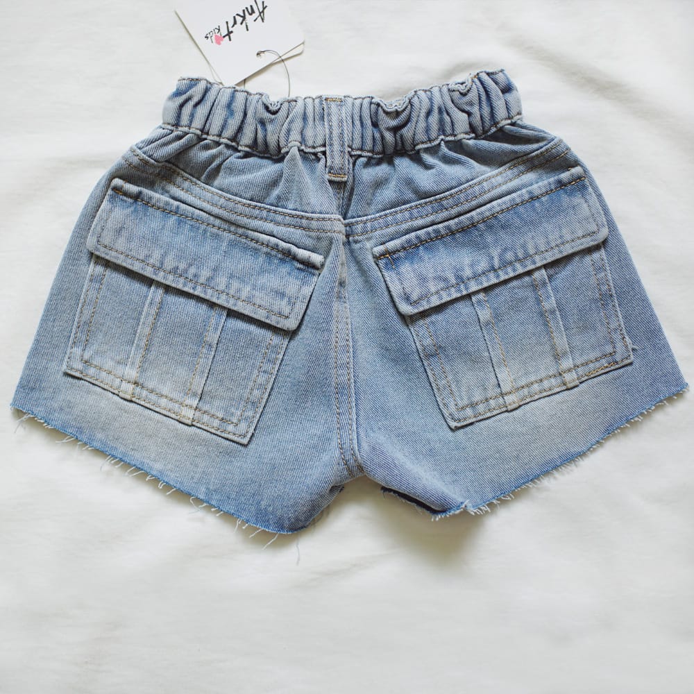 キッズ フラップポケット フリンジ デニム ショートパンツ【mh0013833】 ANKRT ハーフパンツ・ショートパンツ