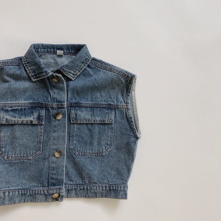 キッズ フロントフラップポケット デニムベスト【mh0013929】 Denim Blue / 80cm Gikv king ベスト