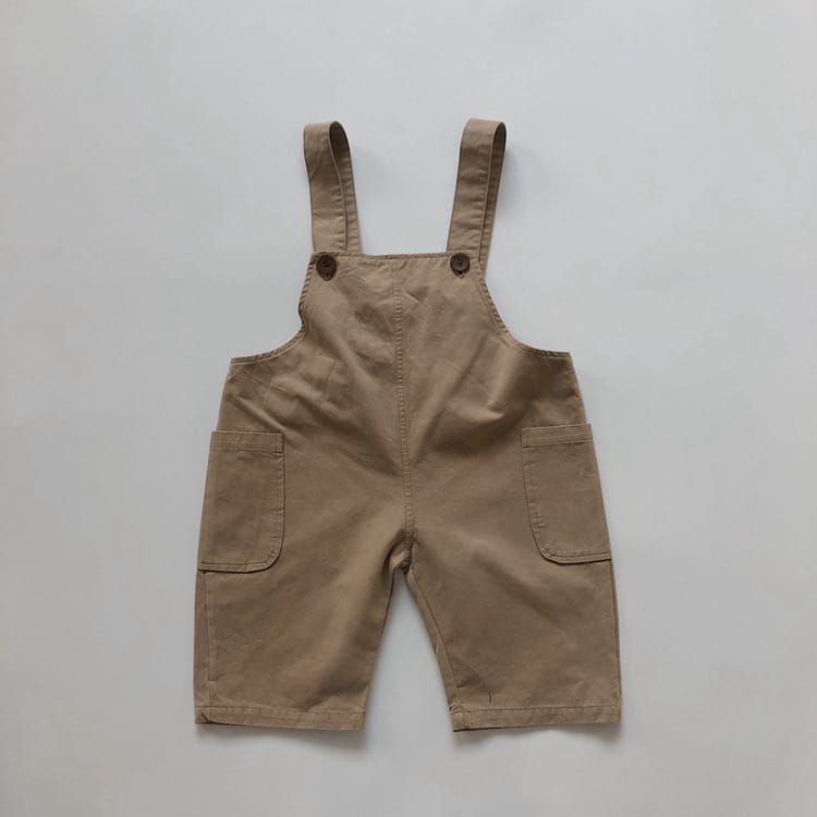 キッズ 無地 サイドポケット ルーズ サロペット【mh0013935】 Light Khaki / 80cm Gikv king オーバーオール