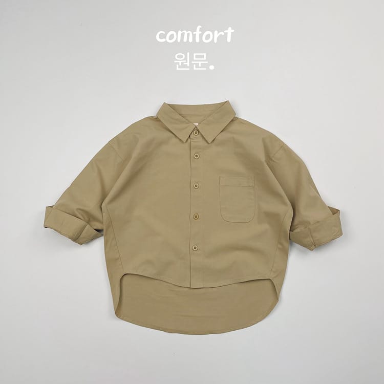 キッズ 無地 ルーズ 胸ポケット 長袖シャツ【mh0013936】 Khaki / 80cm Gikv king 長袖シャツ・ブラウス