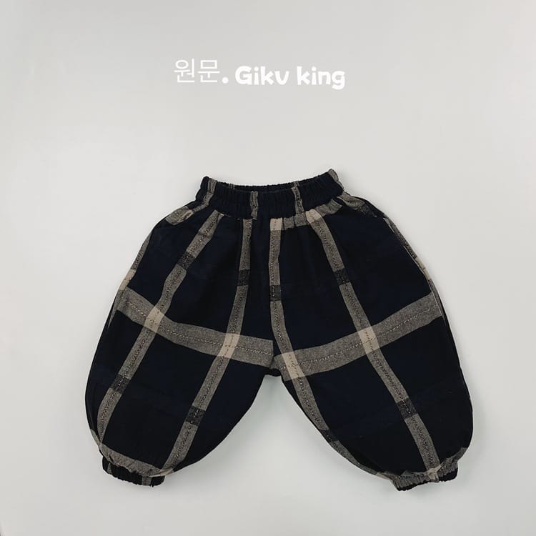 キッズ チェック柄 バルーンシルエット イージーパンツ【mh0013938】 Black / 80cm Gikv king ロングパンツ・スウェットパンツ