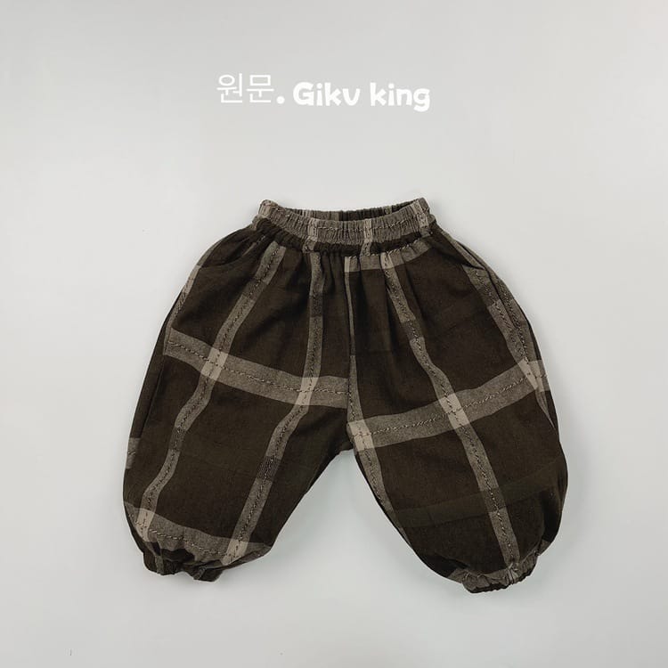 キッズ チェック柄 バルーンシルエット イージーパンツ【mh0013938】 Coffee / 80cm Gikv king ロングパンツ・スウェットパンツ