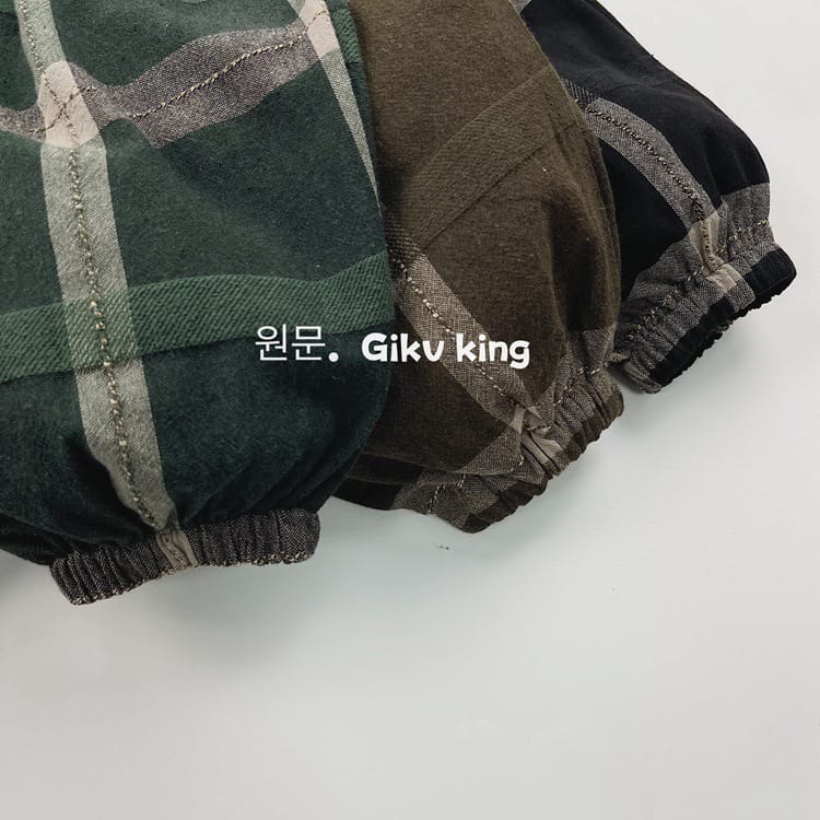 キッズ チェック柄 バルーンシルエット イージーパンツ【mh0013938】 Gikv king ロングパンツ・スウェットパンツ