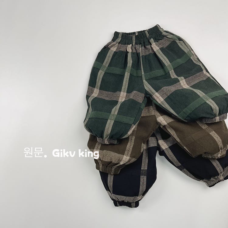 キッズ チェック柄 バルーンシルエット イージーパンツ【mh0013938】 Gikv king ロングパンツ・スウェットパンツ