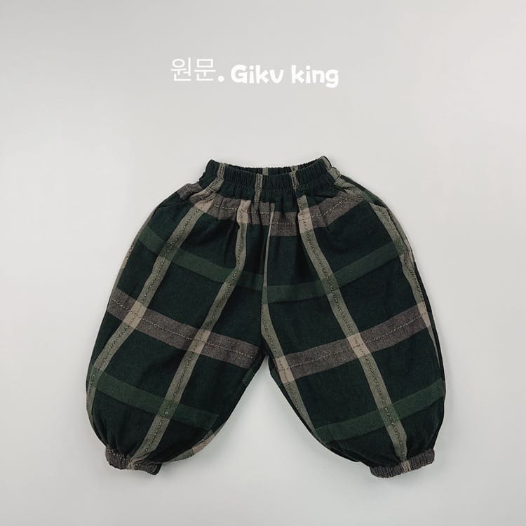 キッズ チェック柄 バルーンシルエット イージーパンツ【mh0013938】 Green / 80cm Gikv king ロングパンツ・スウェットパンツ