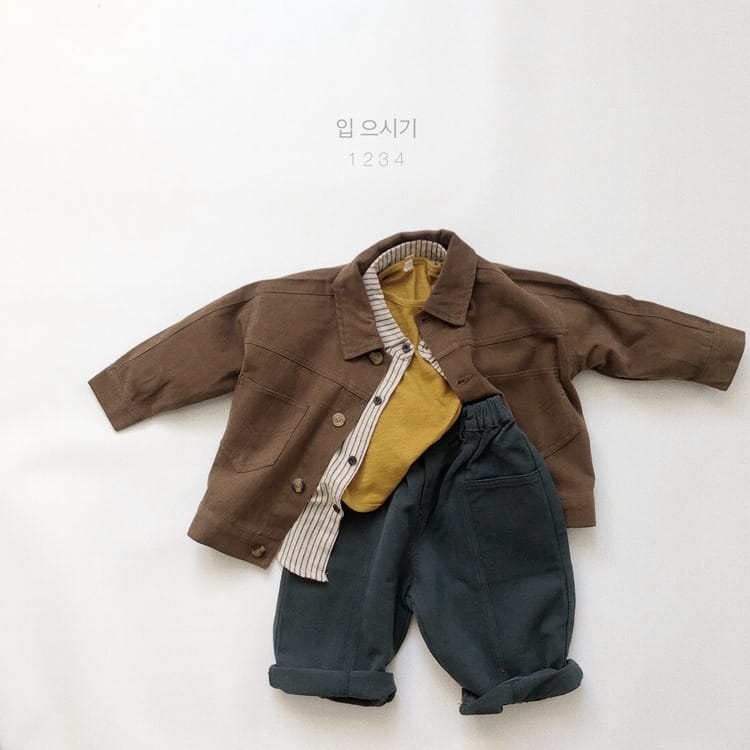 キッズ 無地 フラップポケット ルーズ ネル ジャケット【mh0013941】 Gikv king ショートコート・ジャケット・ジャンパー