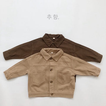 キッズ 無地 フラップポケット ルーズ ネル ジャケット【mh0013941】 Gikv king ショートコート・ジャケット・ジャンパー