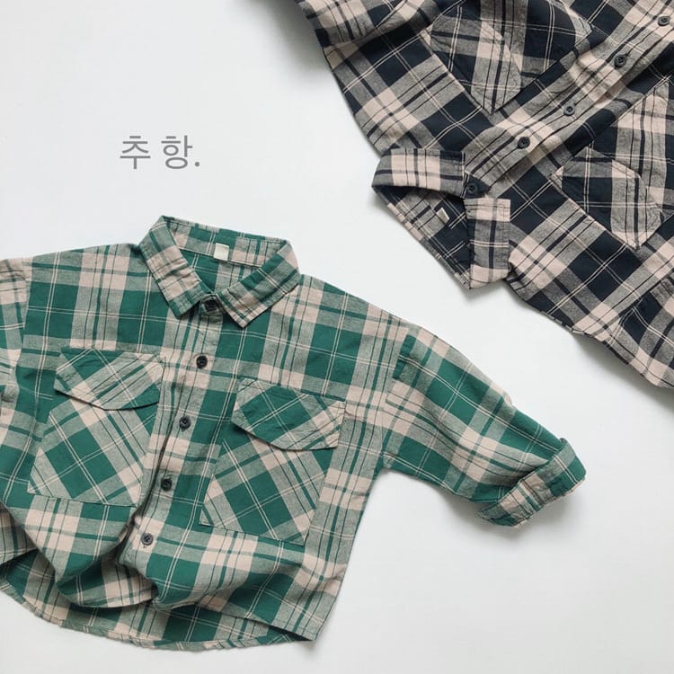 キッズ チェック ポケット 長袖シャツ【mh0013943】 Gikv king 長袖シャツ・ブラウス