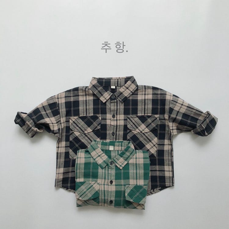 キッズ チェック ポケット 長袖シャツ【mh0013943】 Gikv king 長袖シャツ・ブラウス