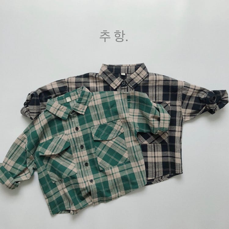 キッズ チェック ポケット 長袖シャツ【mh0013943】 Gikv king 長袖シャツ・ブラウス