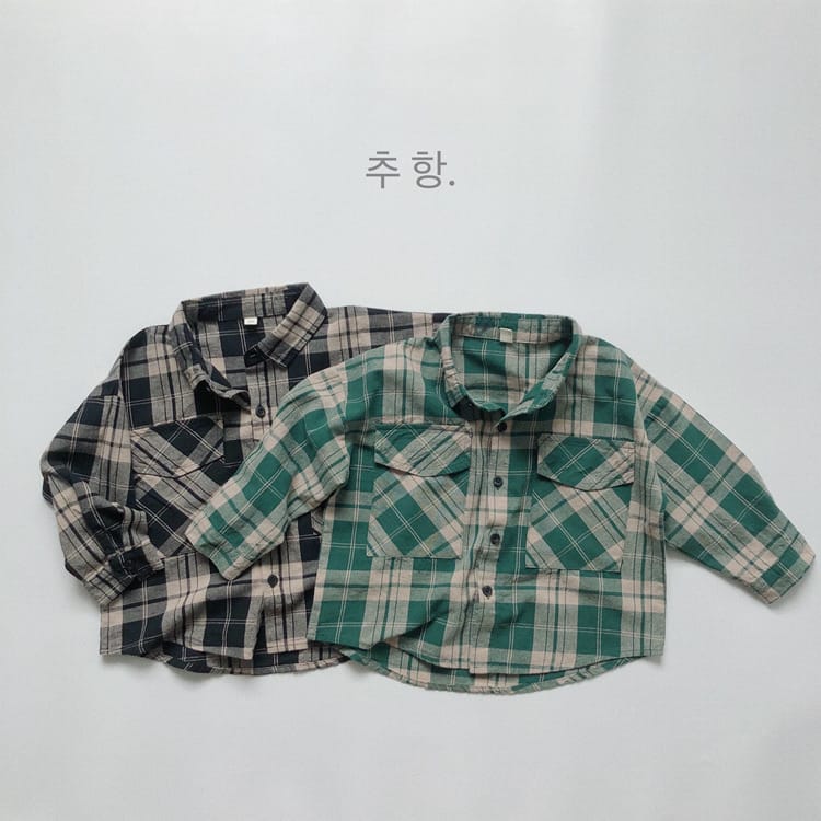 キッズ チェック ポケット 長袖シャツ【mh0013943】 Gikv king 長袖シャツ・ブラウス