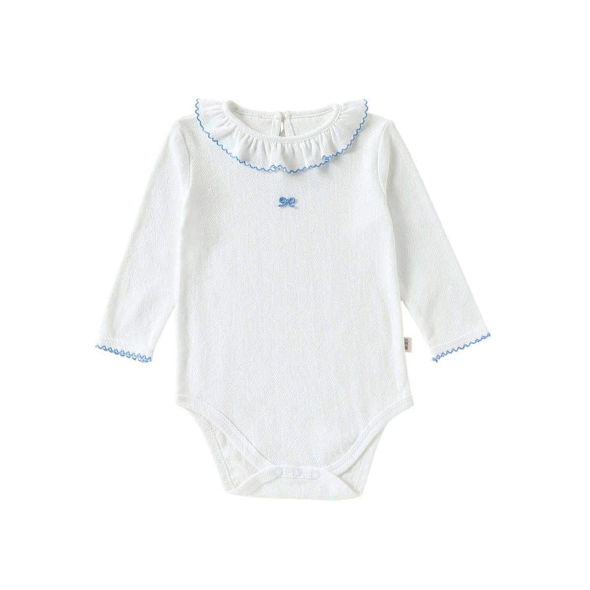 ベビー コットン 無地 フリルカラー バックボタン 長袖 ロンパース【mh0013959】 White / 66cm Beitaoya 長袖ロンパース