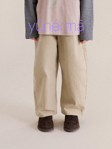 キッズ ジュニア ワイド ストレート ロングパンツ【mh0013979】 yunerma ロングパンツ・スウェットパンツ