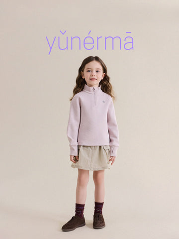 キッズ ジュニア スタンドカラー ハーフジップ 長袖トレーナー【mh0013985】 yunerma トレーナー・フーディ