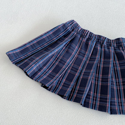 キッズ用チェック柄プリーツスカート フレアシルエット