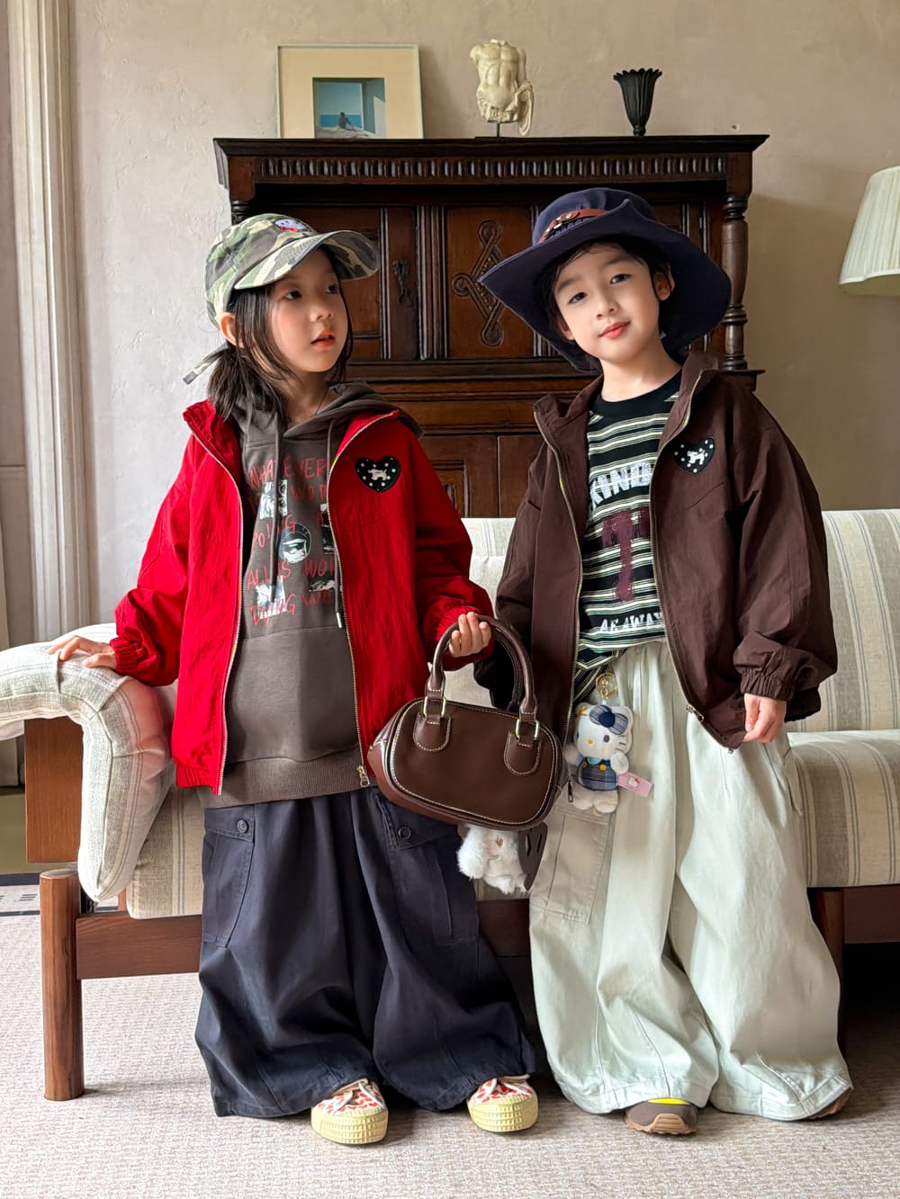 キッズ ジュニア ビッグポケット ルーズ ボリューム カーゴパンツ【mh0014388】 KUMAI.KIDS ロングパンツ・スウェットパンツ