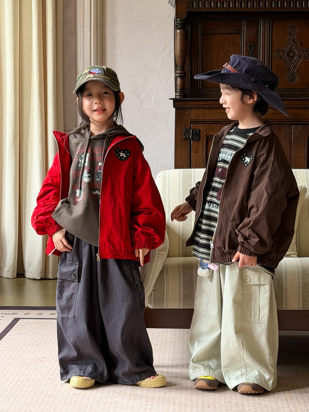 キッズ ジュニア ビッグポケット ルーズ ボリューム カーゴパンツ【mh0014388】 KUMAI.KIDS ロングパンツ・スウェットパンツ