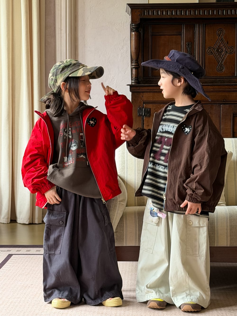 キッズ ジュニア ビッグポケット ルーズ ボリューム カーゴパンツ【mh0014388】 KUMAI.KIDS ロングパンツ・スウェットパンツ