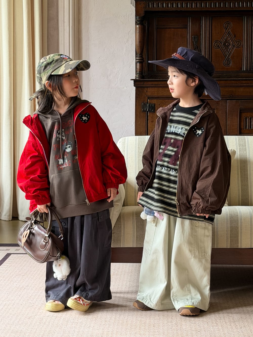 キッズ ジュニア ビッグポケット ルーズ ボリューム カーゴパンツ【mh0014388】 KUMAI.KIDS ロングパンツ・スウェットパンツ