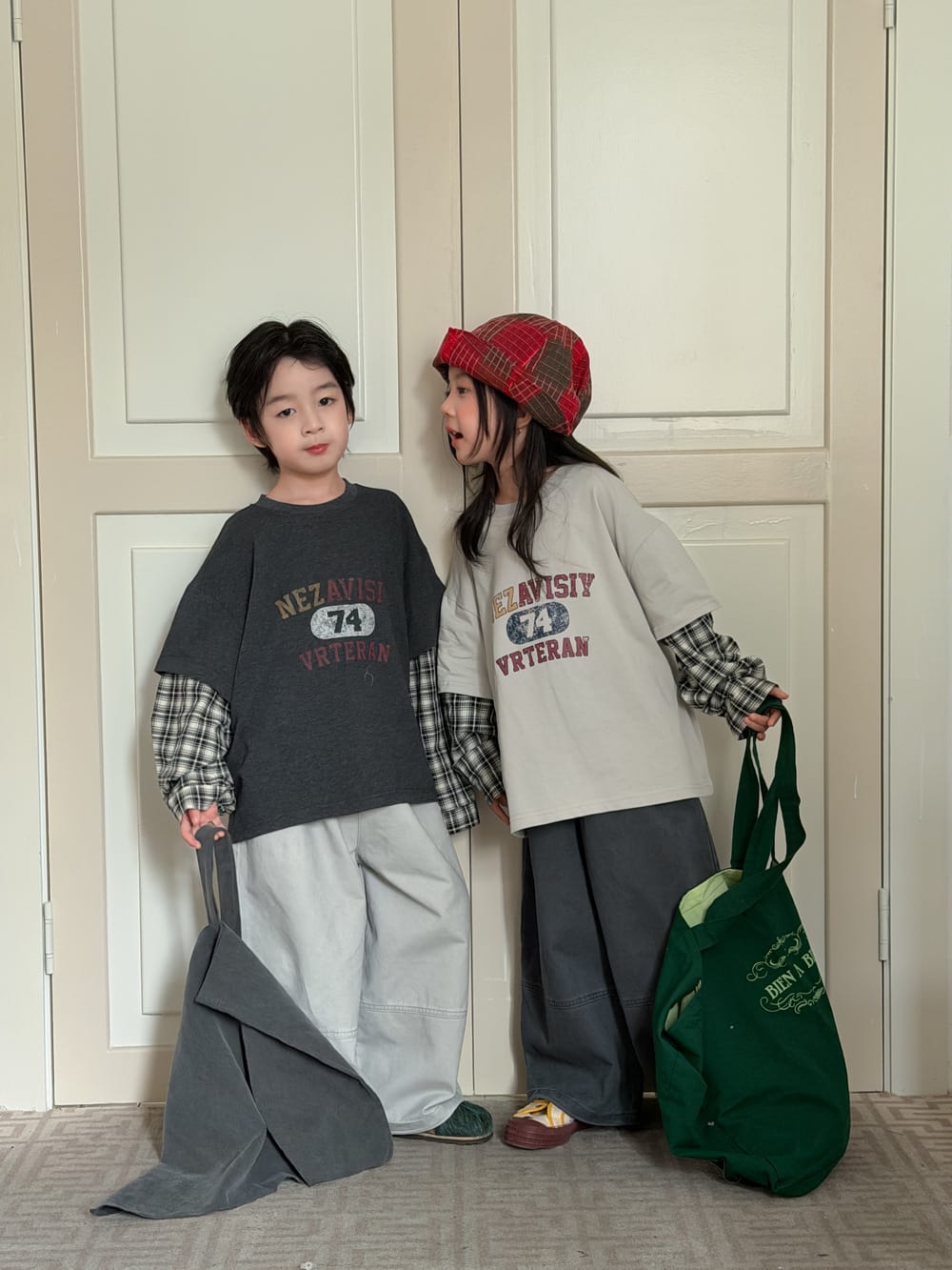 キッズ ジュニア ステッチ切り替え ルーズ ワイドパンツ【mh0014390】 KUMAI.KIDS ロングパンツ・スウェットパンツ