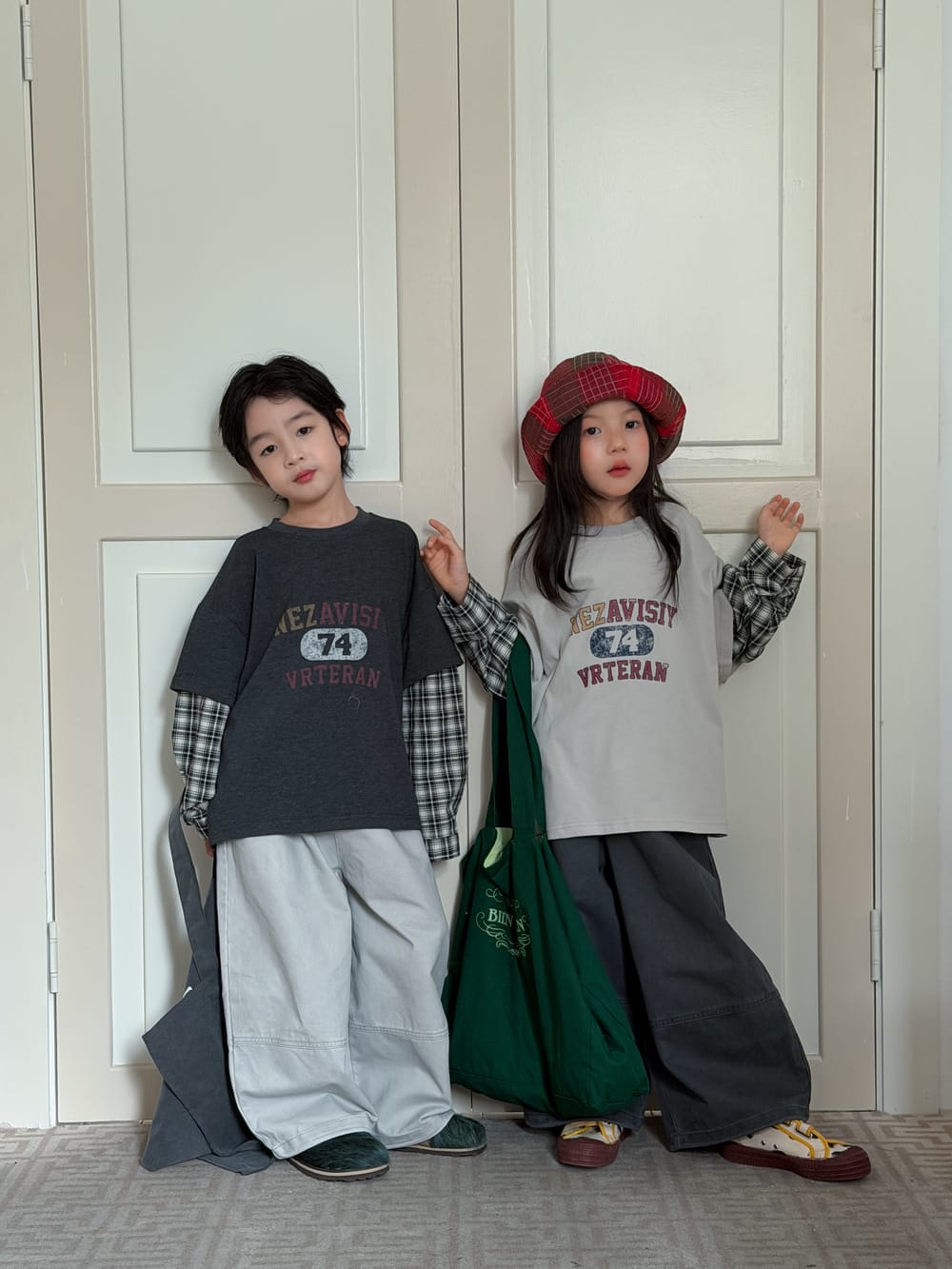 キッズ ジュニア ステッチ切り替え ルーズ ワイドパンツ【mh0014390】 KUMAI.KIDS ロングパンツ・スウェットパンツ