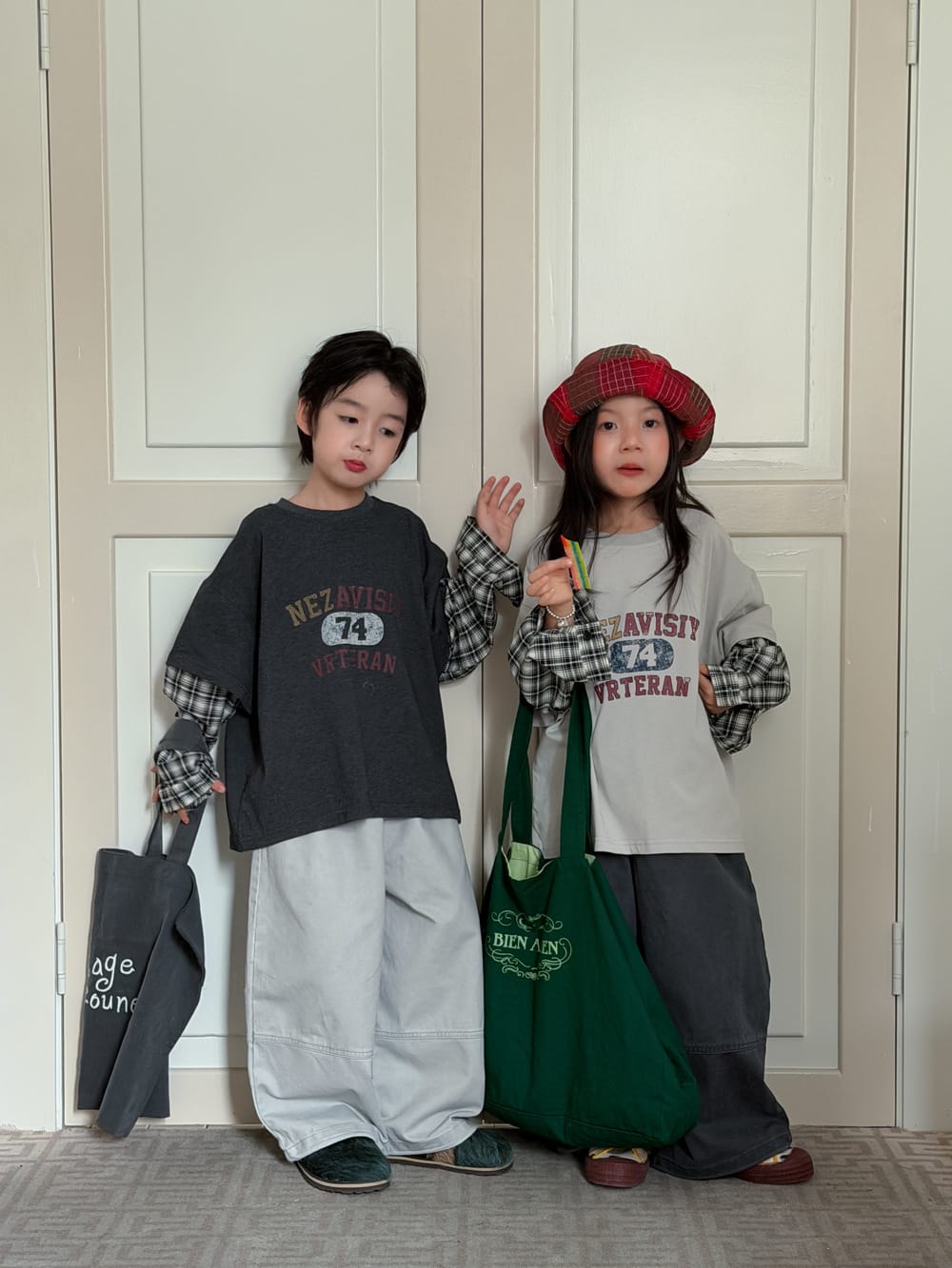キッズ ジュニア ステッチ切り替え ルーズ ワイドパンツ【mh0014390】 KUMAI.KIDS ロングパンツ・スウェットパンツ