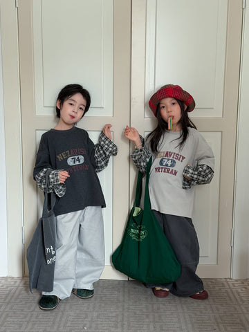 キッズ ジュニア ステッチ切り替え ルーズ ワイドパンツ【mh0014390】 KUMAI.KIDS ロングパンツ・スウェットパンツ