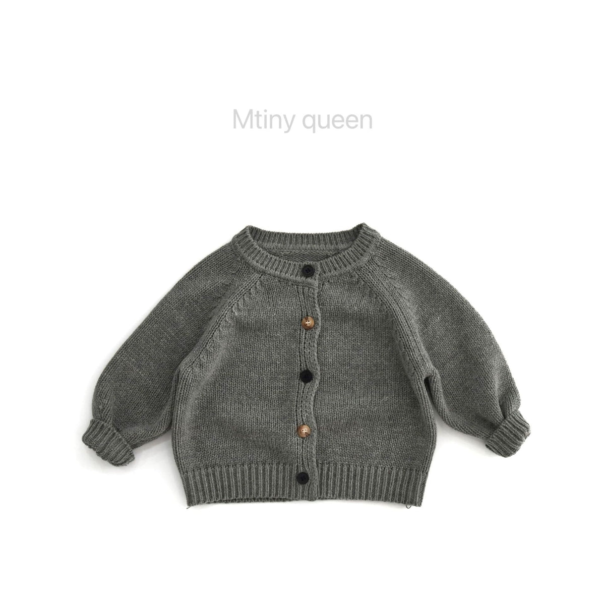 キッズ コットン ローゲージ ラグランスリーブ ルーズ ニットカーディガン【mh0014392】 Gray / 80cm Mtiny Queen カーディガン・パーカー