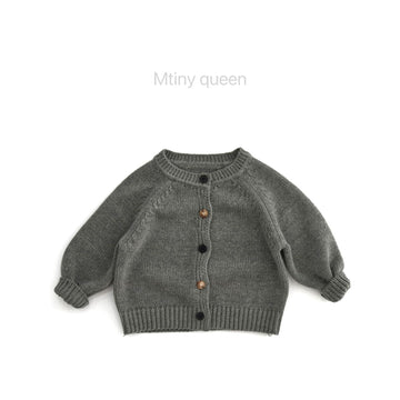 キッズ コットン ローゲージ ラグランスリーブ ルーズ ニットカーディガン【mh0014392】 Mtiny Queen カーディガン・パーカー