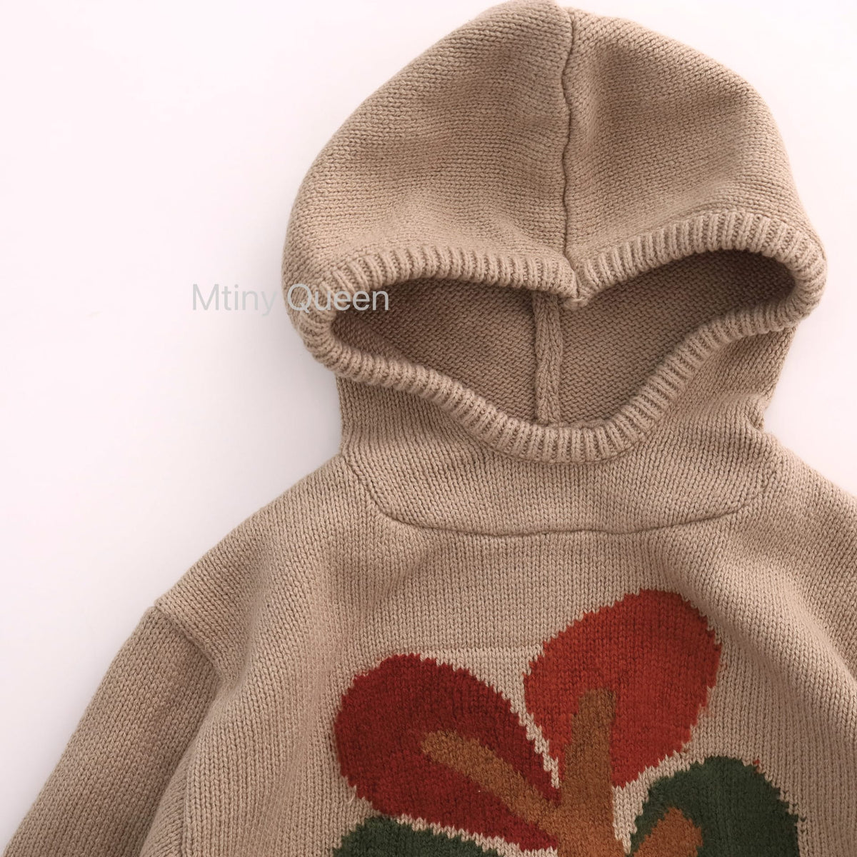 キッズ コットン フラワー柄 フード付き 長袖 ニットセーター【mh0014394】 Mtiny Queen ニット・セーター